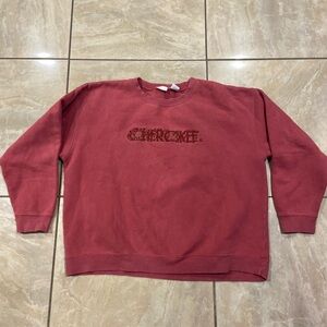Vintage Cherokee Embroidered Vines Red Sweatshirt Size XL